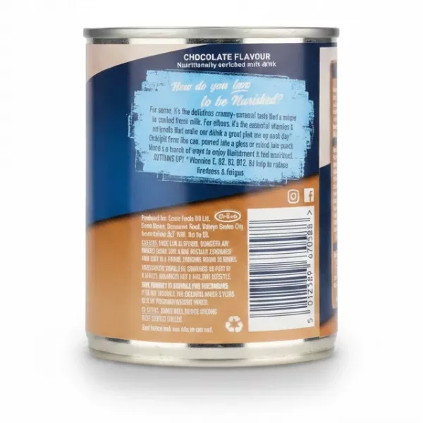 Nurishment chocolate flavour milk drink can nutritional and storage information