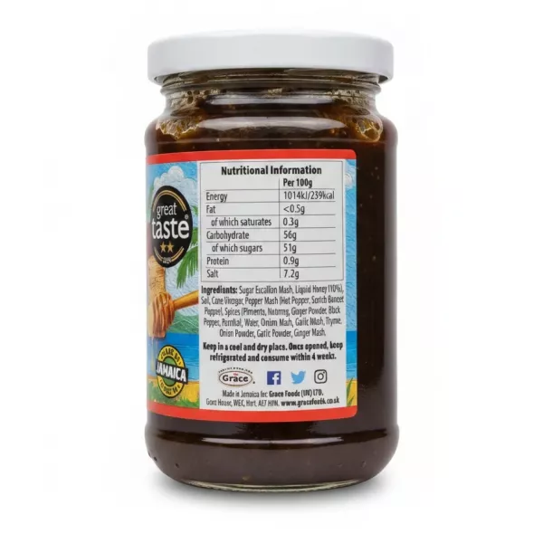 Nutritional information and ingredients label on seasoning jar