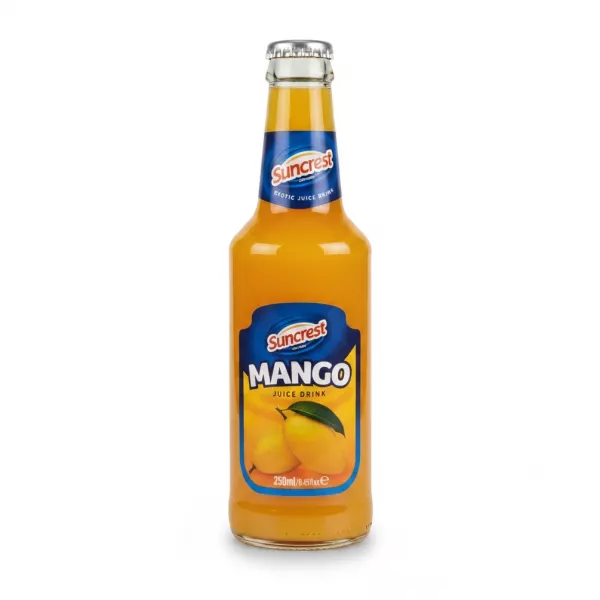 Suncrest Mango Juice Drink in glass bottle front view