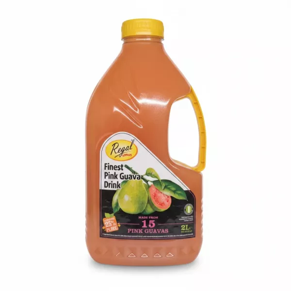 Bottle of Regal Finest Pink Guava Drink front label