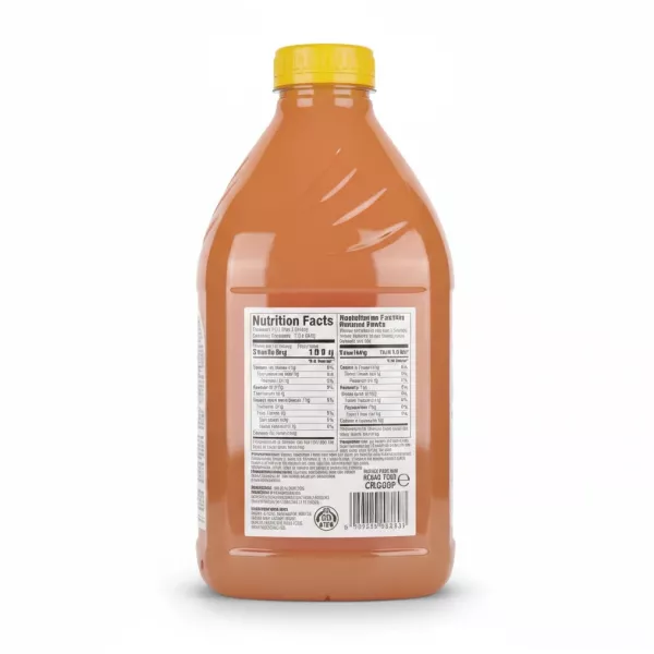 Back label of Regal Finest Pink Guava Drink with nutrition and ingredients