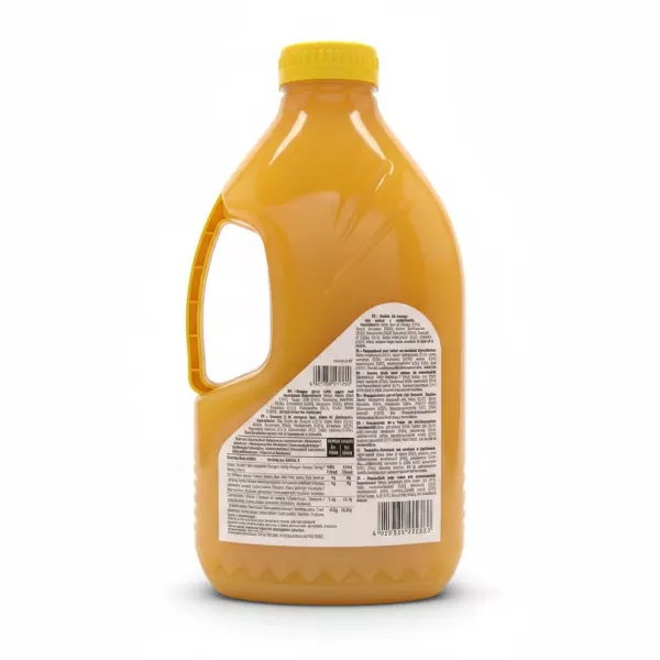 Back label of Regal Finest Mango Drink bottle showing ingredients and nutrition facts