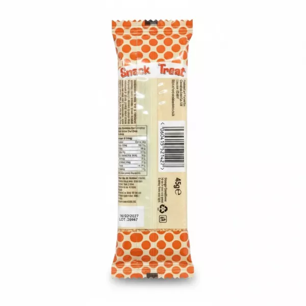 Snack Treat Crunchy Sesame Bar back packaging with barcode