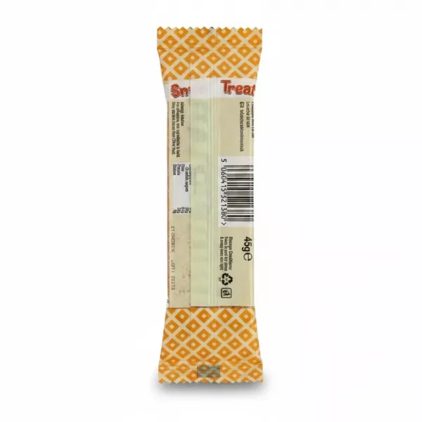 Back packaging of Snack Treat Peanut & Sesame Bar displaying barcode and nutritional info