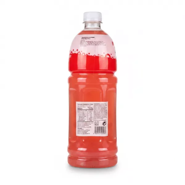 Mogu Mogu strawberry flavoured drink bottle back view with ingredients and nutrition