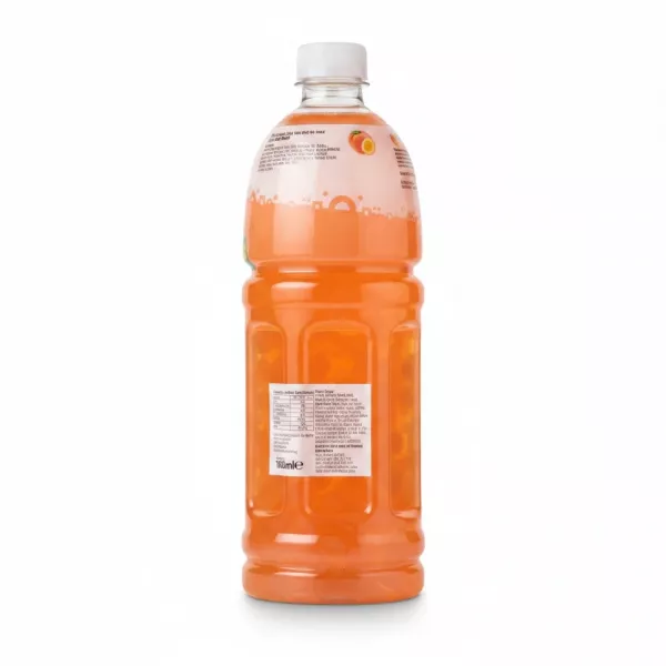 Mogu Mogu Peach Flavoured Drink bottle side view with nutritional label
