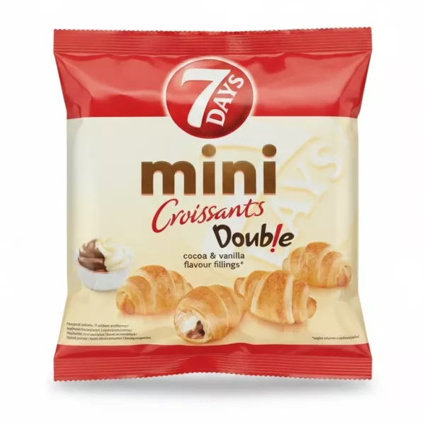 7 Days Mini Croissants Double cocoa and vanilla flavour packaging front
