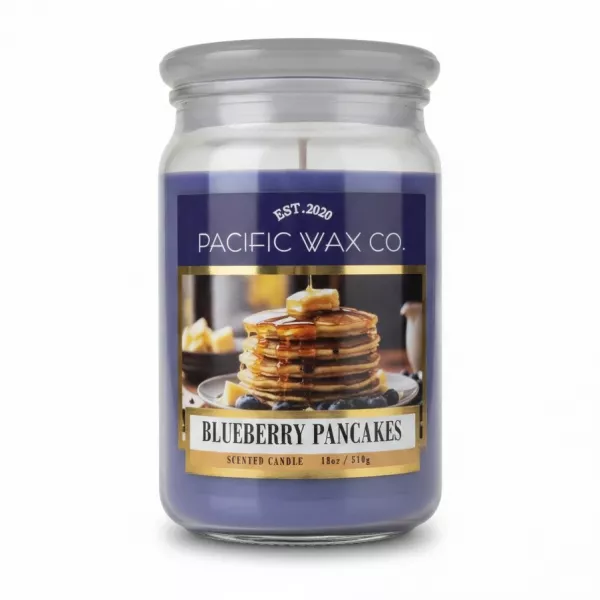 Pacific Wax Co. Blueberry Pancakes scented candle in glass jar