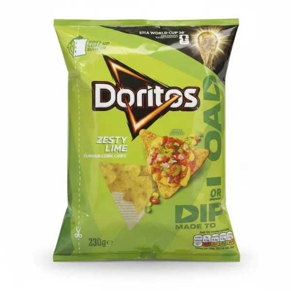 Pack of Doritos Zesty Lime Flavour Corn Chips front view