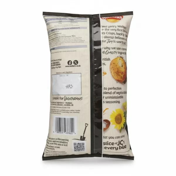 Back of Walkers Smokin' BBQ Sauce Crisps 6-pack showing ingredients and barcode