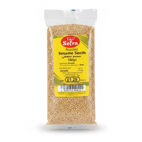 pack of Sofra Roasted Sesame Seeds with yellow label