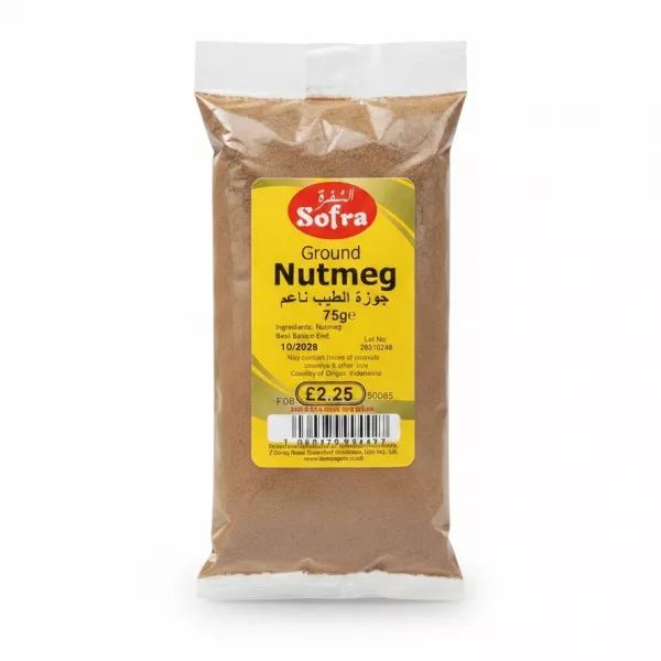 Sofra Ground Nutmeg 75g pack held in hand