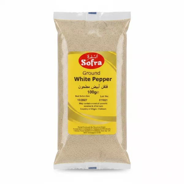 Sofra Ground White Pepper 100g packaging front view