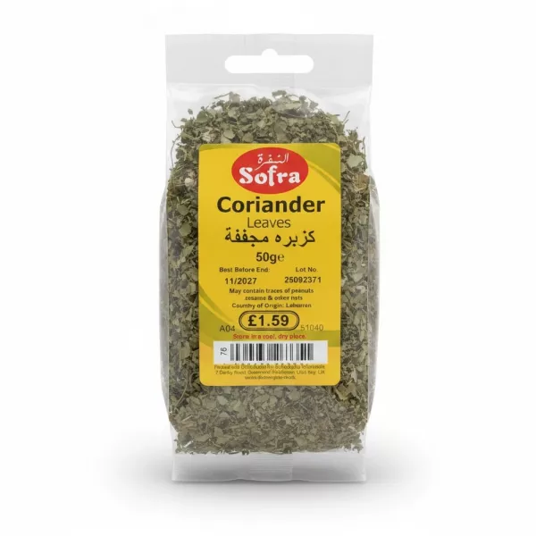 pack of dried coriander leaves Sofra brand