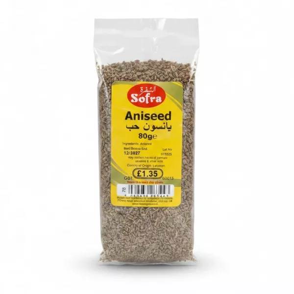 Pack of Sofra Aniseed Seeds in clear resealable bag