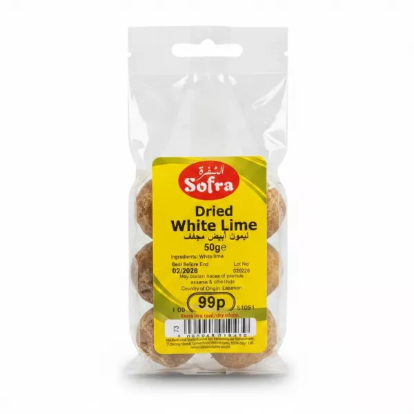 Pack of Sofra brand dried whole white lime fruits