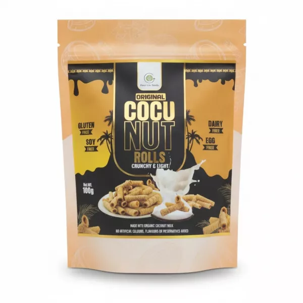 Pearl Isle Foods Original Coconut Rolls front packaging with product visible