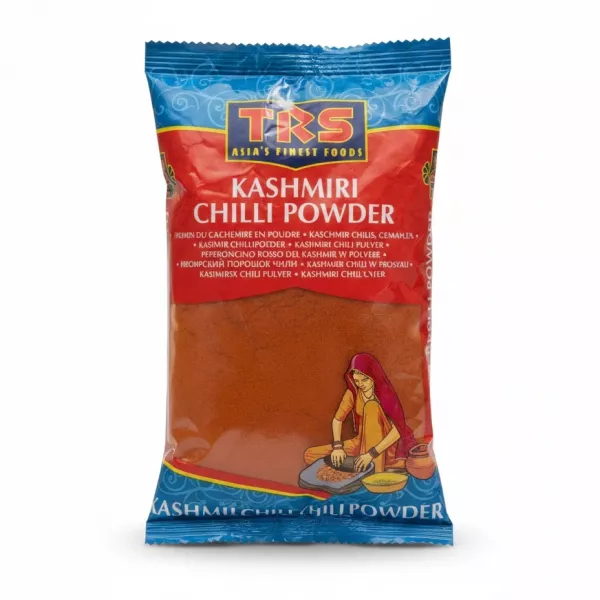 Pack of TRS Kashmiri Chilli Powder showing front packaging design