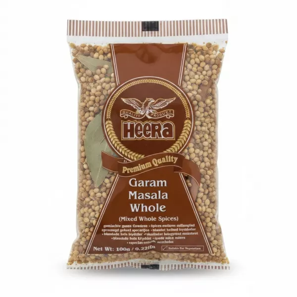 Heera Garam Masala Whole spice mix in clear plastic packaging