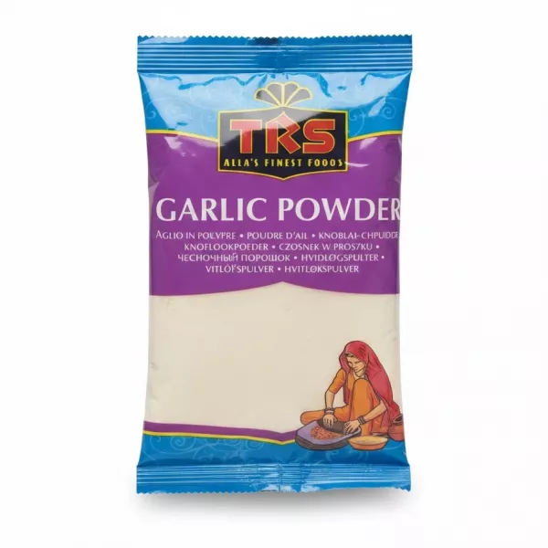 Packet of TRS Garlic Powder with purple and blue packaging