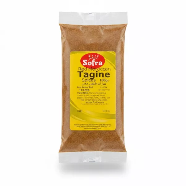 Sofra Red Moroccan Tagine Spice Mix 100g pack on white background