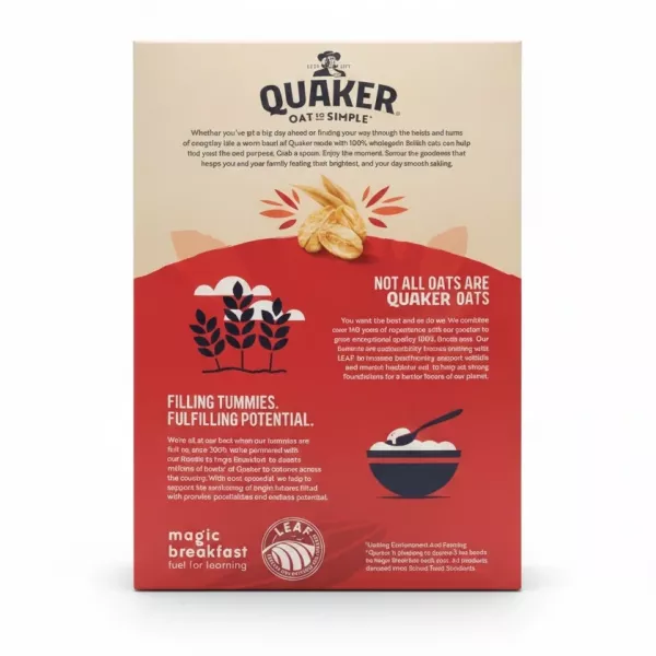 Quaker Original Big Bowl Porridge box back with product details