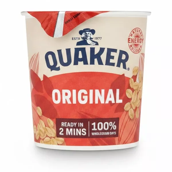 Quaker Original Hot Oatmeal Porridge cup front view