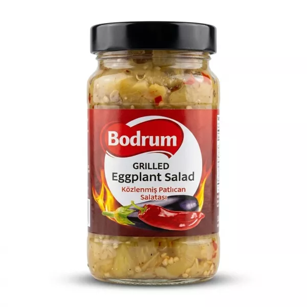 Enhanced Front view of Bodrum Grilled Eggplant Salad jar