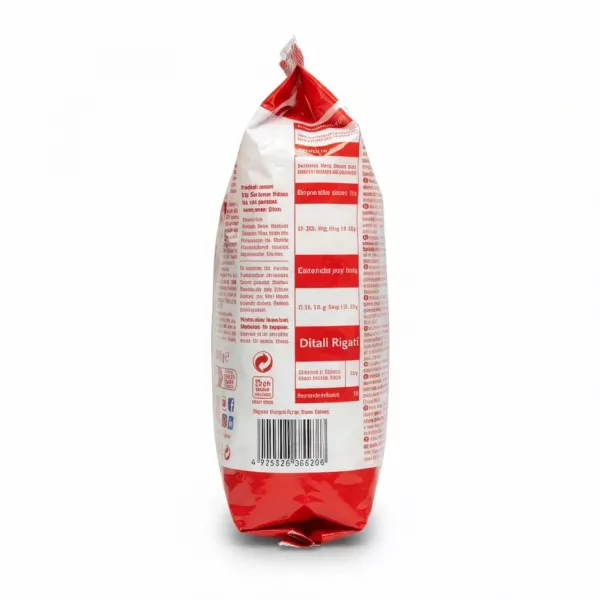 pastaZARA Ditali Rigati pasta 500g back pack with ingredients and barcode