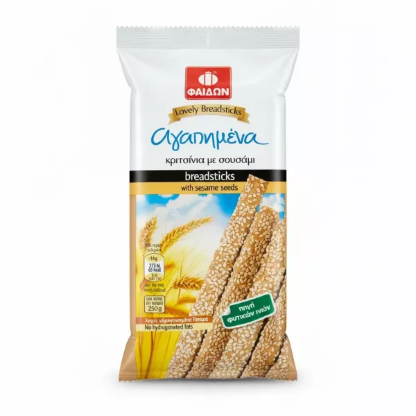 Faidon breadsticks with sesame seeds front packaging