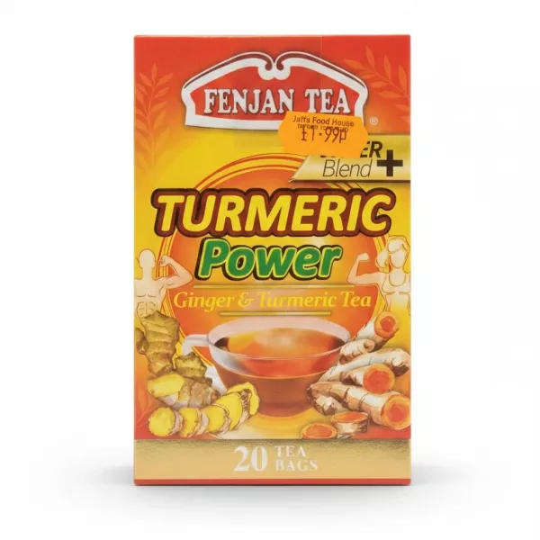 Fenjan Tea Turmeric Power box front view with price sticker