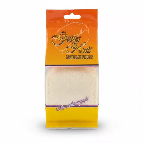 Going Nuts brand ground almonds sealed in orange and yellow packaging