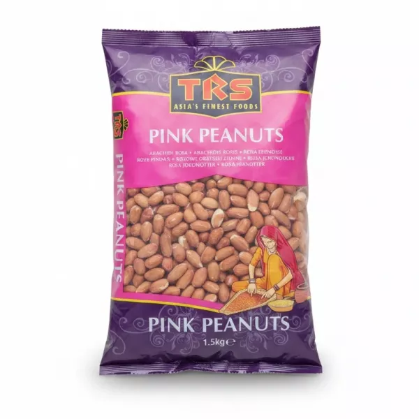 Bag of TRS Pink Peanuts showing front packaging with pink and purple design