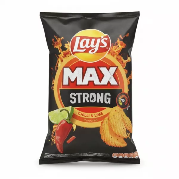 Lay's Max Strong Chilli & Lime potato chips bag front