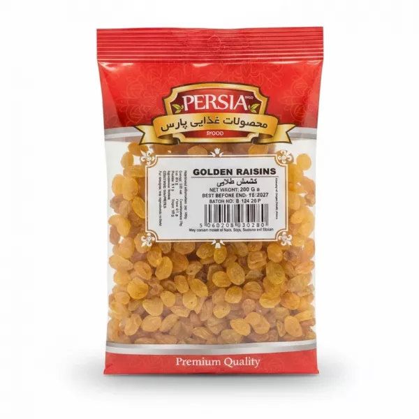 Packet of Persia Golden Raisins front view