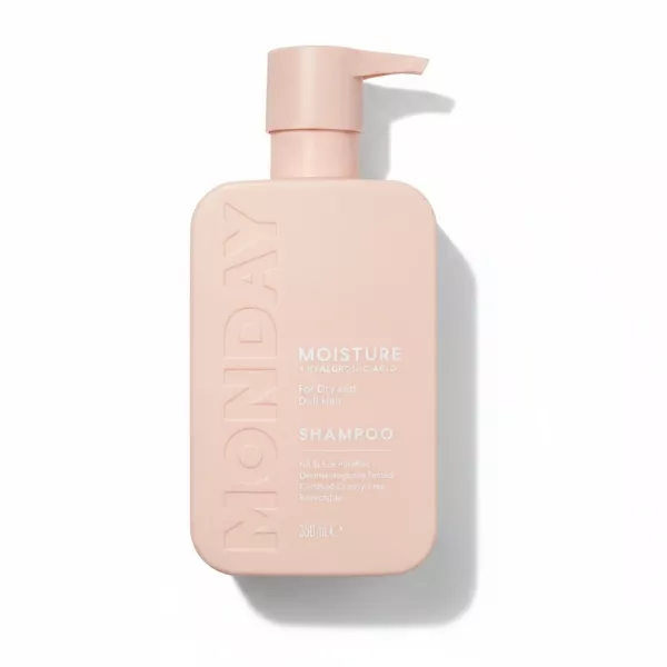 Bottle of Monday Moisture Shampoo for dry and dull hair