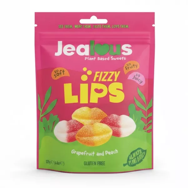Jealous Fizzy Lips Grapefruit Peach sweets pouch front view