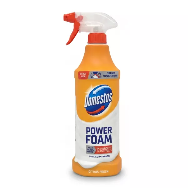 Domestos Power Foam Citrus Fresh toilet and bathroom cleaner spray bottle front view