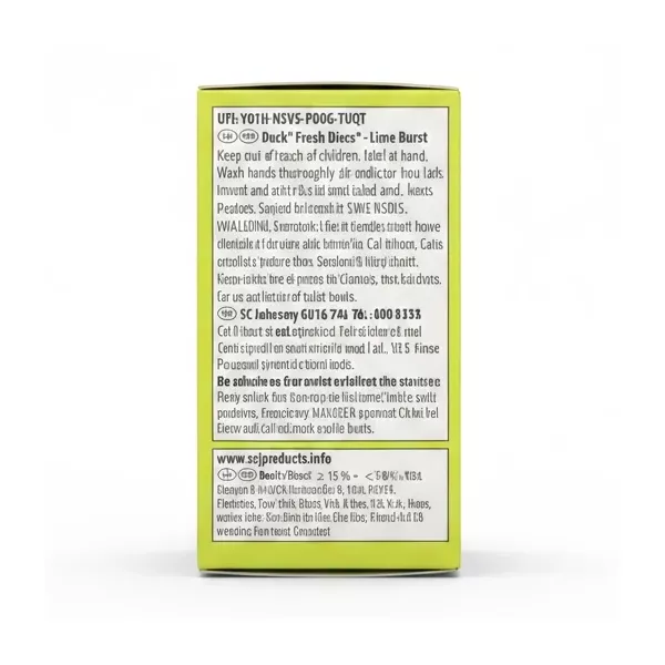 Duck Fresh Discs Lime Burst product instructions and ingredients label