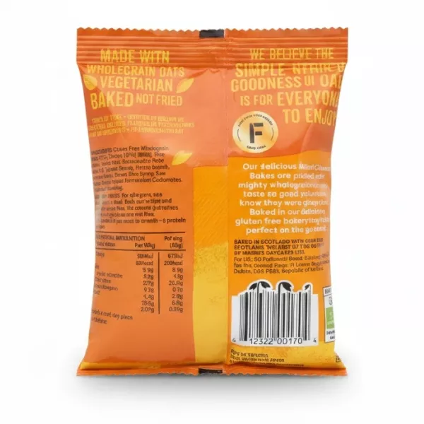 Nairn's Mini Cheese Bakes back packaging with ingredients and nutrition info