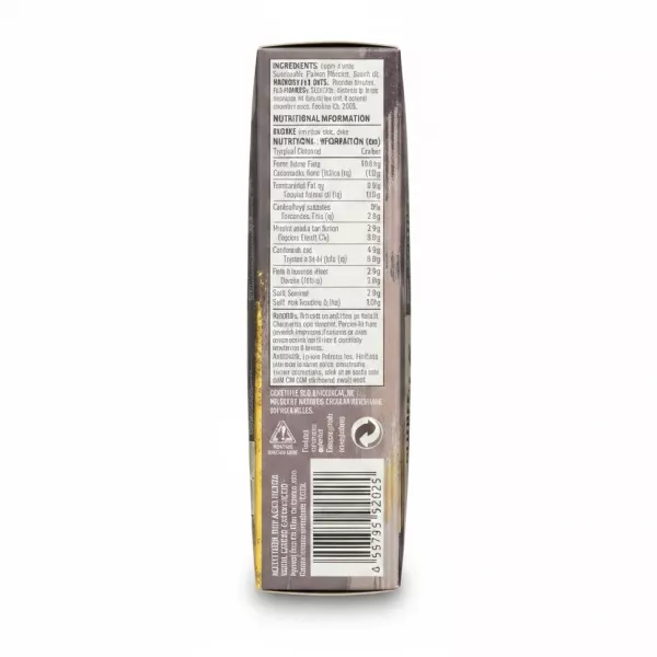 Back of Nairn's cracker box showing ingredients and nutritional info