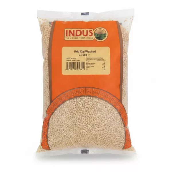 Packaged bag of Indus Urid Dal Washed lentils, 0.75kg