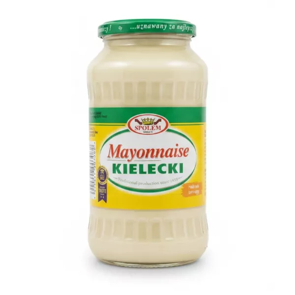 Jar of Społem Kielecki mayonnaise front view