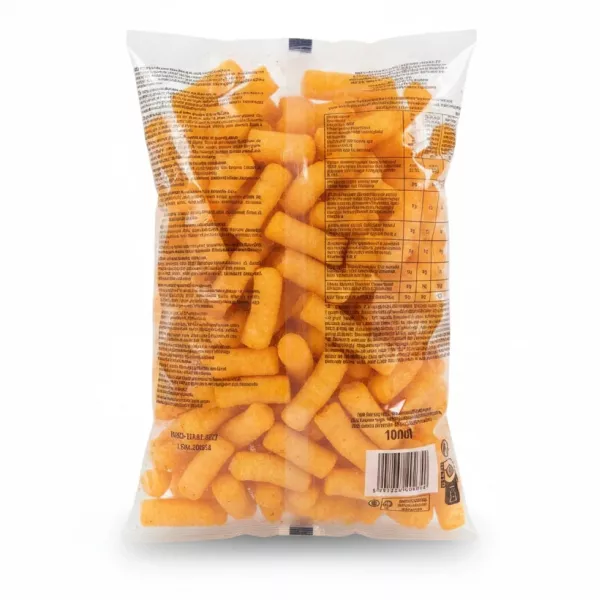 Back of Gusto paprika corn puffs packet showing nutritional information
