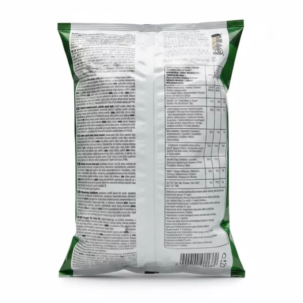 Back of Lay's Green Onion crisps packet showing detailed ingredients and nutritional information