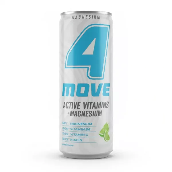 Can of 4MOVE Active Vitamins and Magnesium lime flavoured drink
