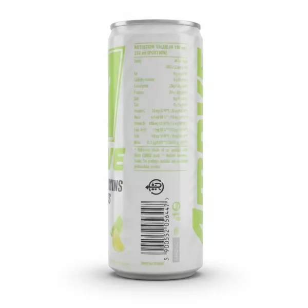 Nutrition information and barcode of 4Move Active Vitamins & Minerals drink can