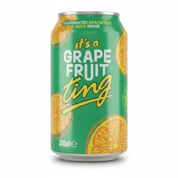 330ml can of Ting carbonated grapefruit juice drink with green and orange design
