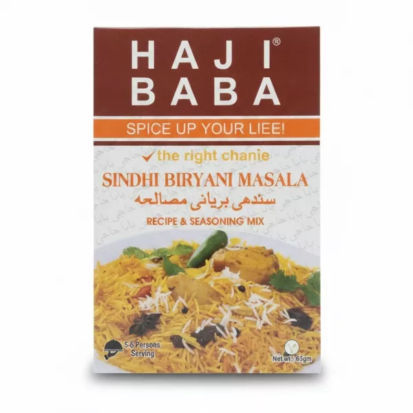 Haji Baba Sindhi Biryani Masala seasoning box front