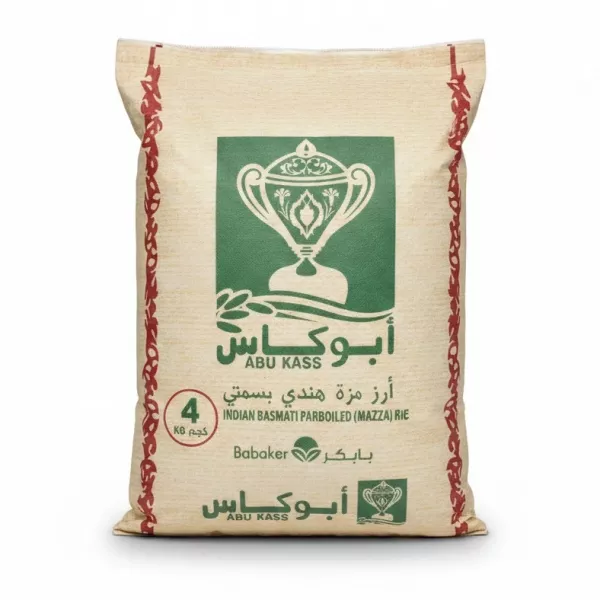 4kg bag of Abu Kass Indian Basmati Parboiled Rice front view
